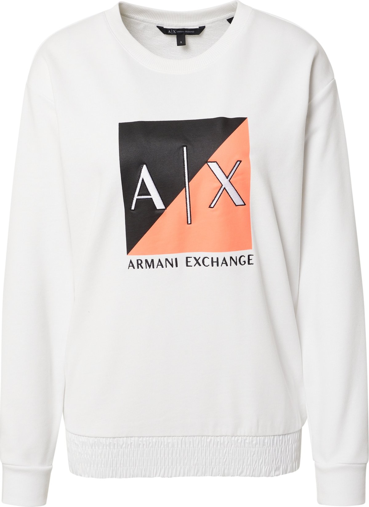 ARMANI EXCHANGE Mikina bílá / černá / korálová