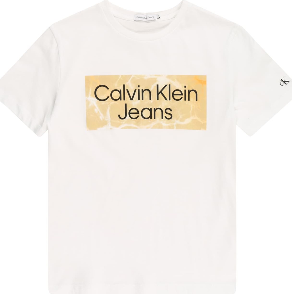 Calvin Klein Jeans Tričko bílá / světle hnědá / černá