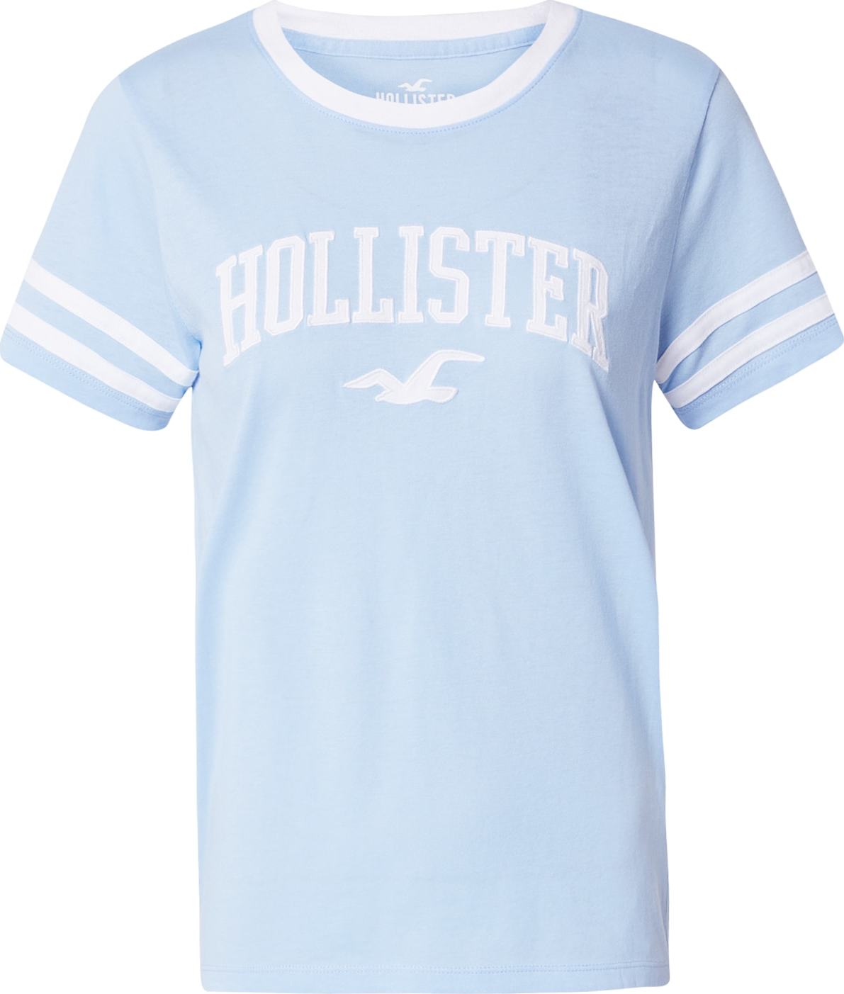 HOLLISTER Tričko světlemodrá / bílá