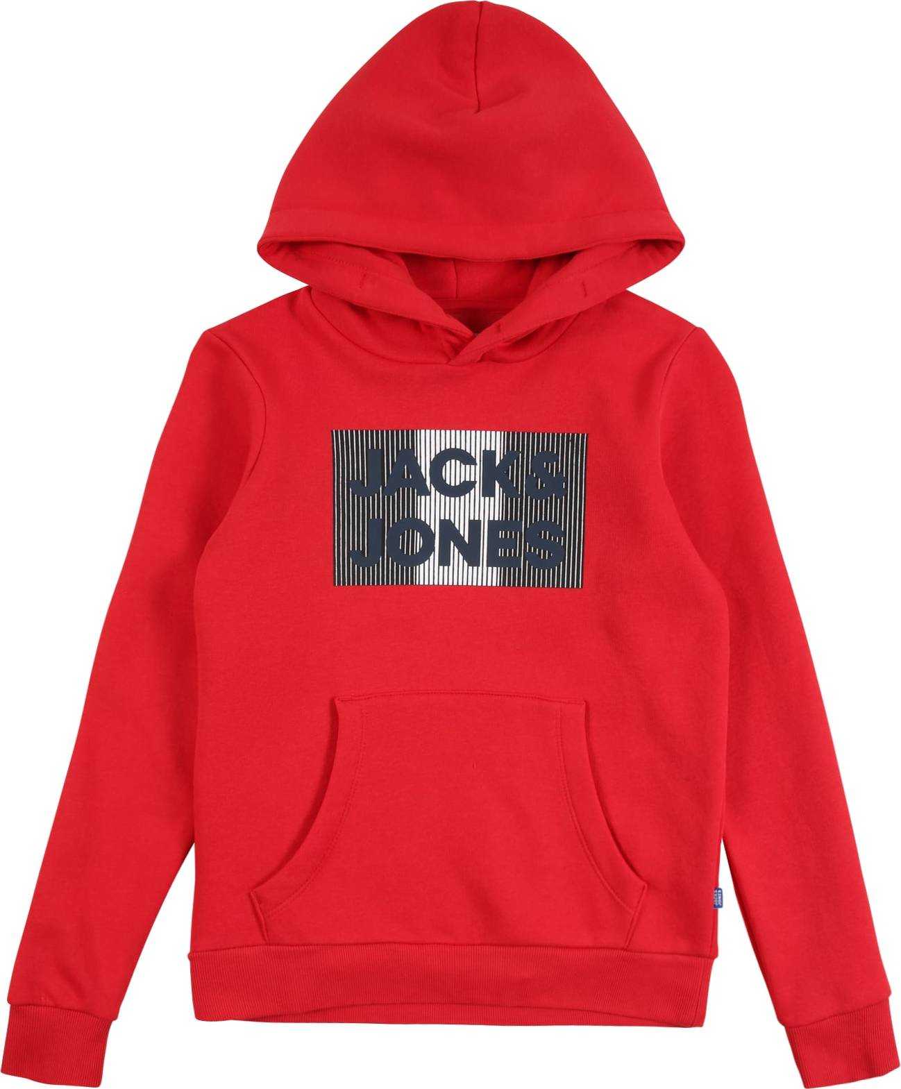 Jack & Jones Junior Mikina červená / bílá / černá / námořnická modř