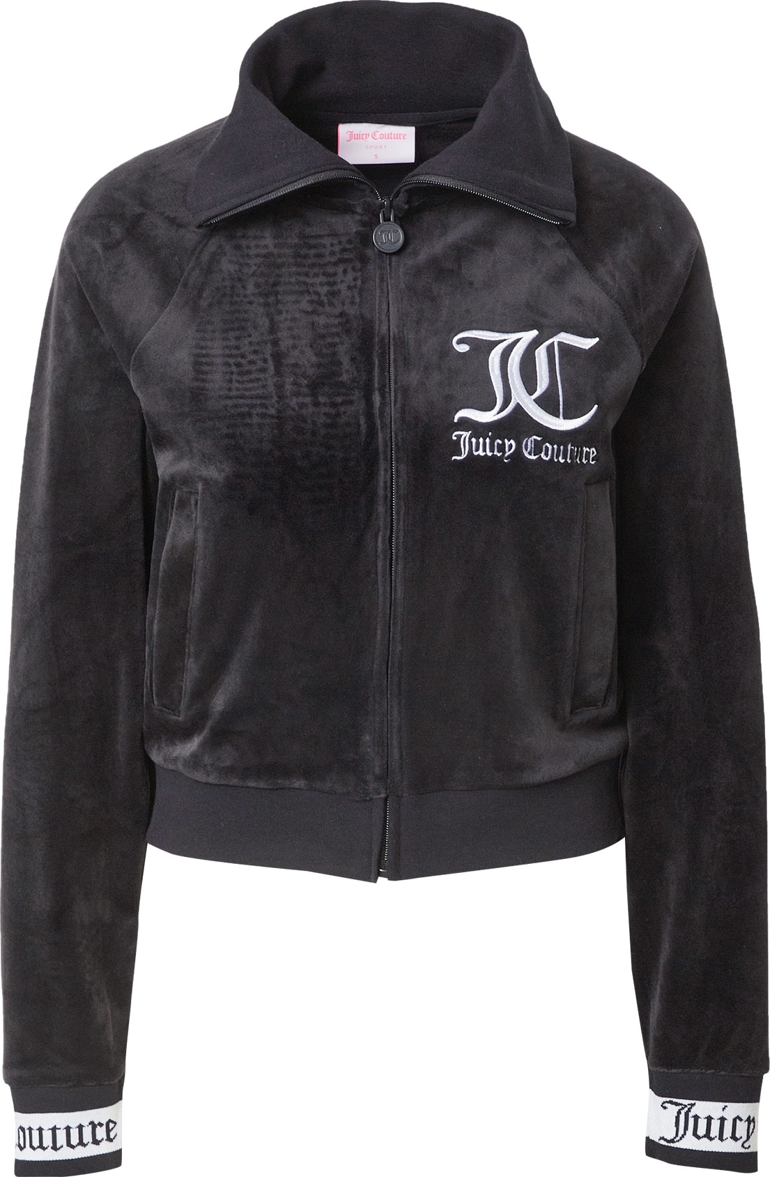 Juicy Couture Mikina s kapucí 'KINLSEY' černá / bílá