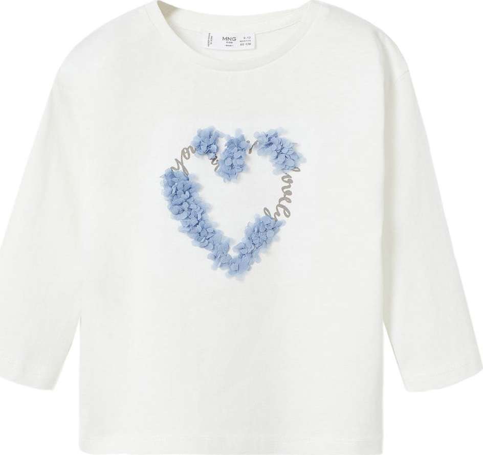 MANGO KIDS Tričko 'LOVELY' offwhite / modrá / šedobéžová