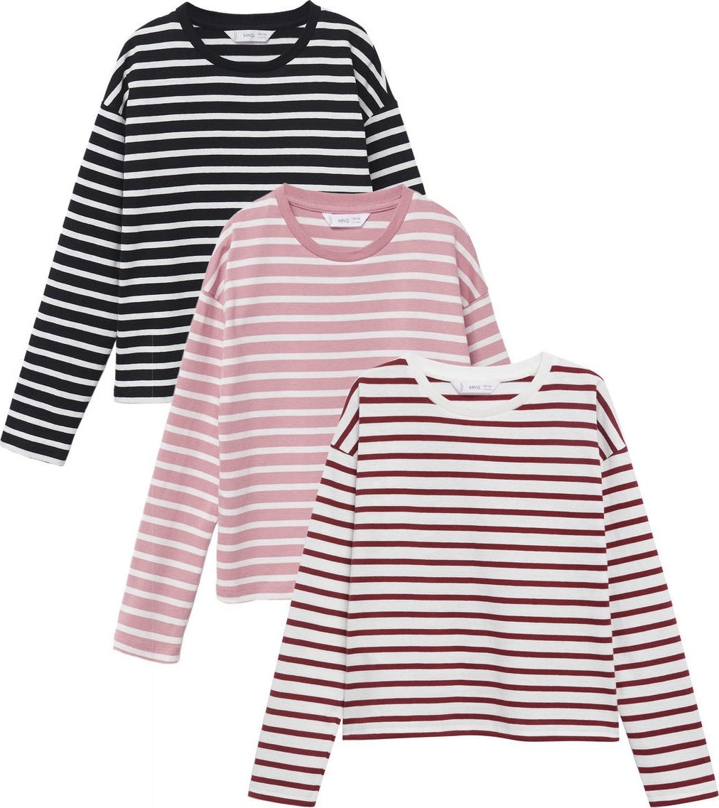 MANGO KIDS Tričko offwhite / černá / růžová / bordó