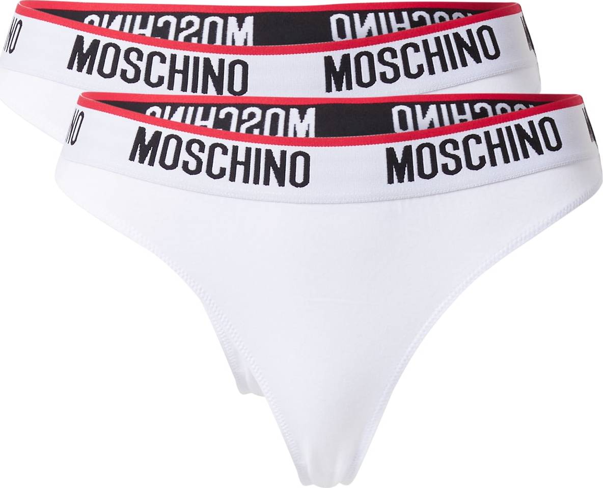 Moschino Underwear Tanga bílá / černá / červená