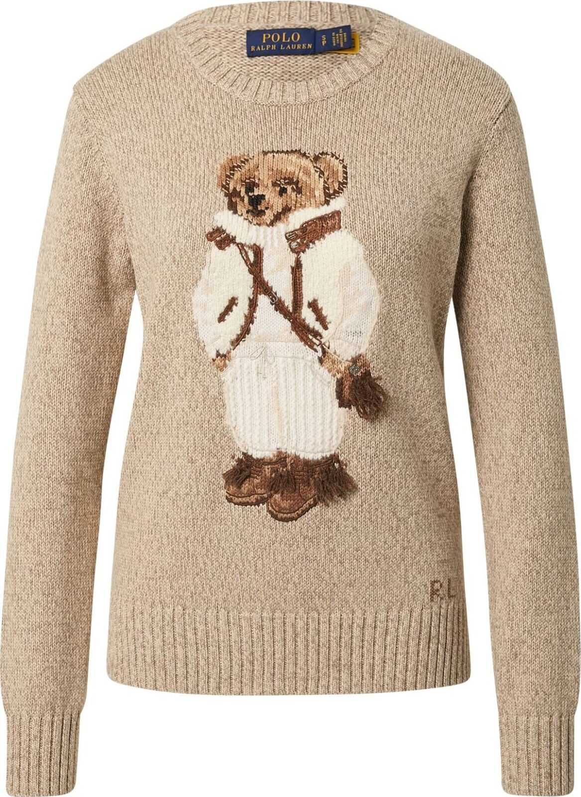 Polo Ralph Lauren Svetr 'Bear' hnědá / cappuccino / béžový melír / krémová