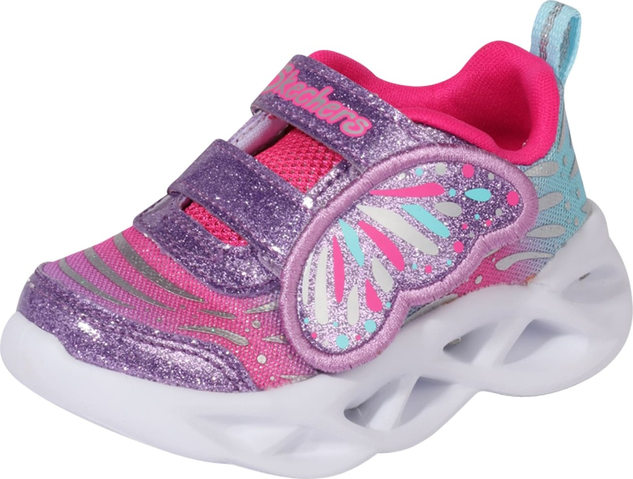 SKECHERS Tenisky pink / bílá / stříbrná / světlemodrá