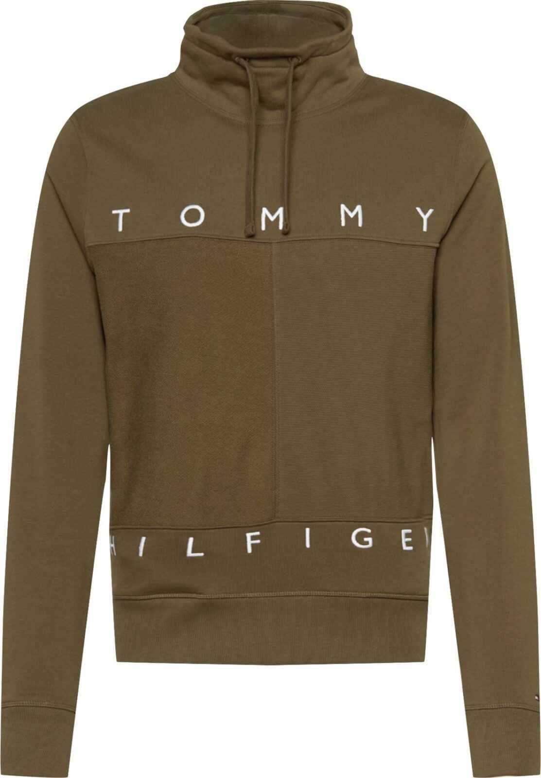 TOMMY HILFIGER Mikina olivová / bílá