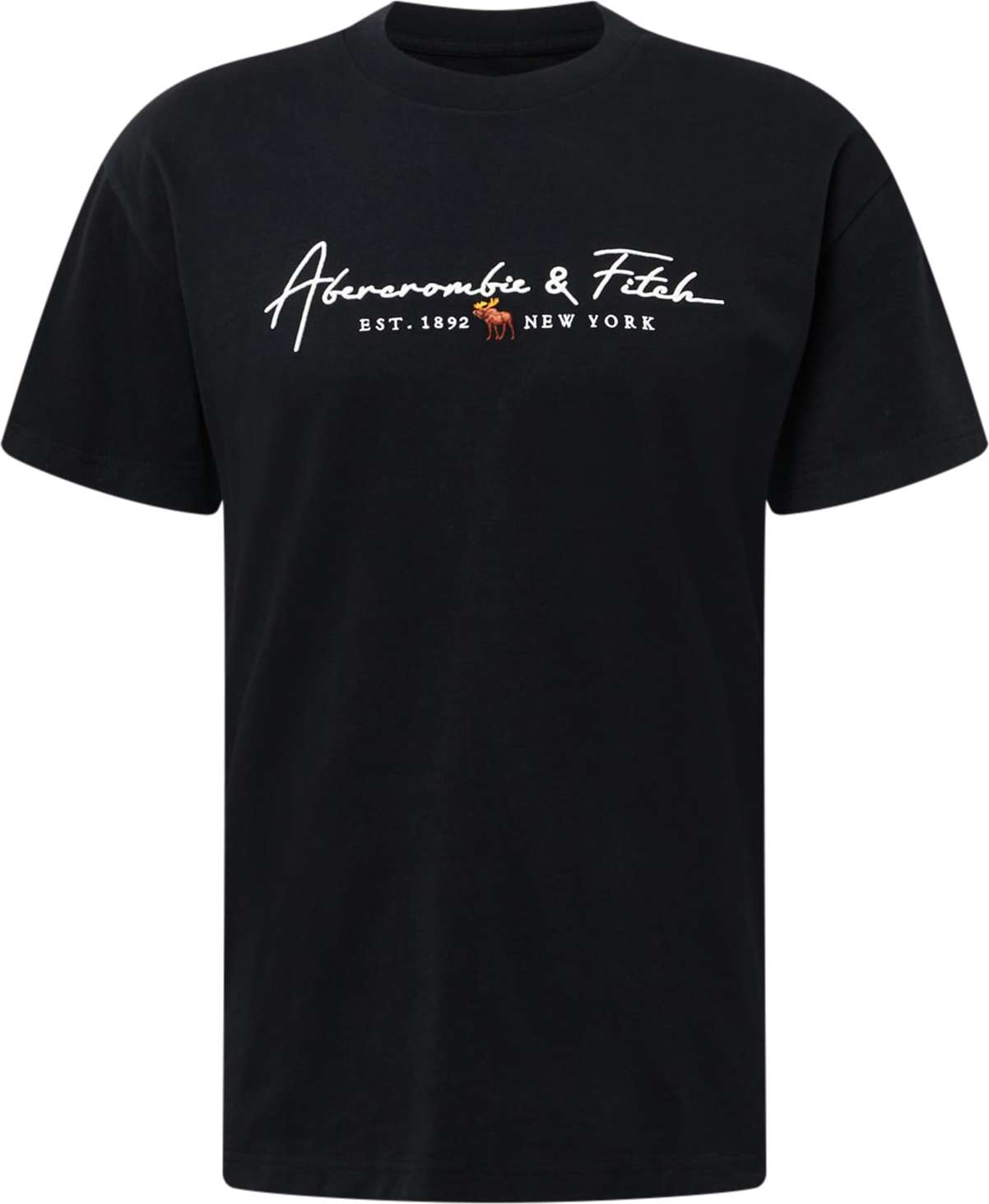 Abercrombie & Fitch Tričko černá / bílá / hnědá