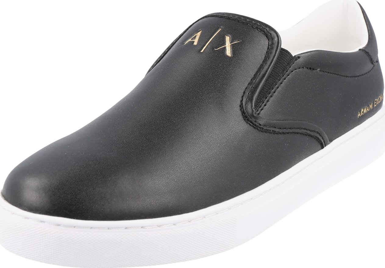 ARMANI EXCHANGE Slip on boty černá / zlatá