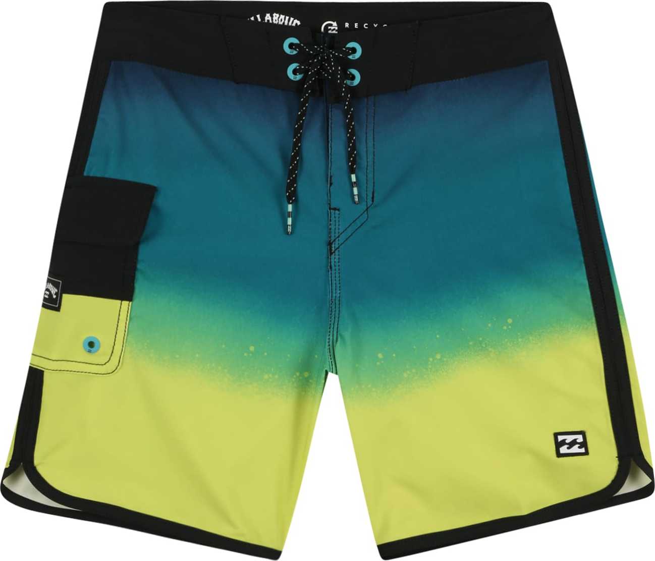 BILLABONG Sportovní kalhoty '73 FADE PRO' černá / petrolejová / kiwi / žlutá