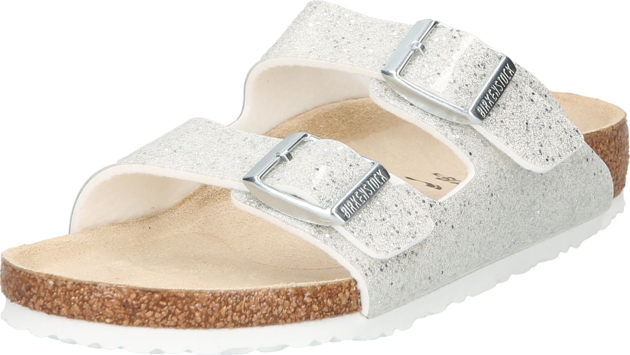 BIRKENSTOCK Sandály stříbrně šedá / černá