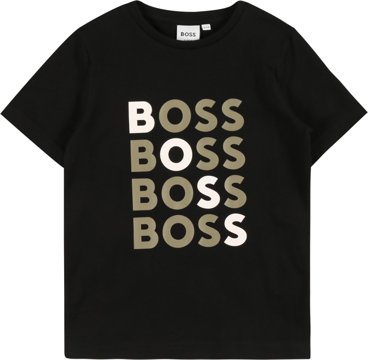 BOSS Kidswear Tričko černá / béžová / šedobéžová