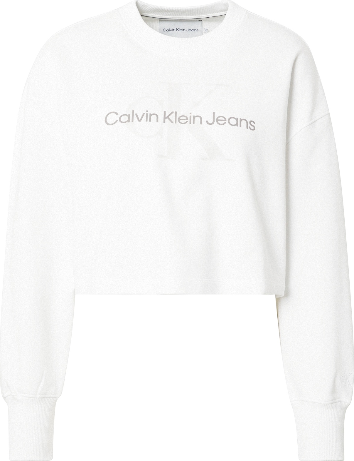 Calvin Klein Jeans Mikina bílá / světle šedá