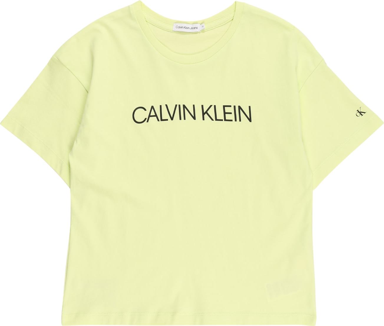 Calvin Klein Jeans Tričko světle žlutá / černá