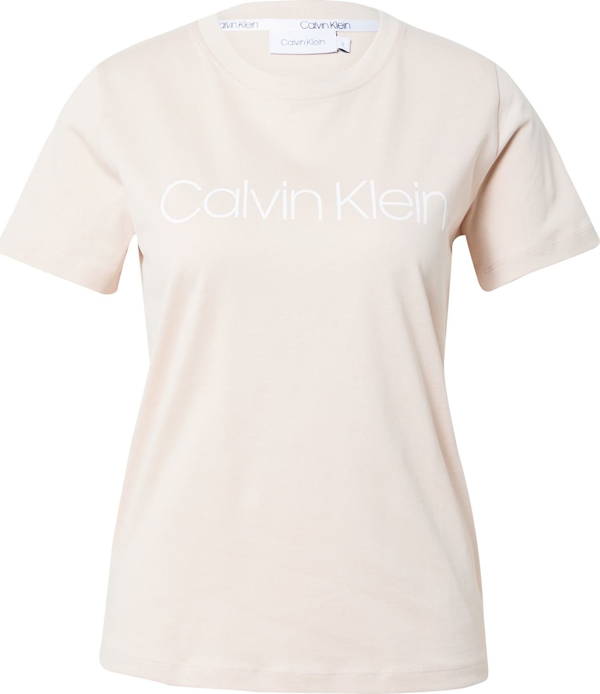 Calvin Klein Tričko béžová / bílá