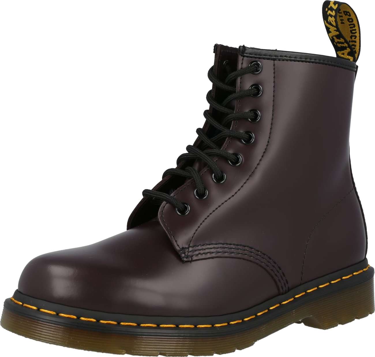 Dr. Martens Šněrovací kozačky burgundská červeň / černá / žlutá