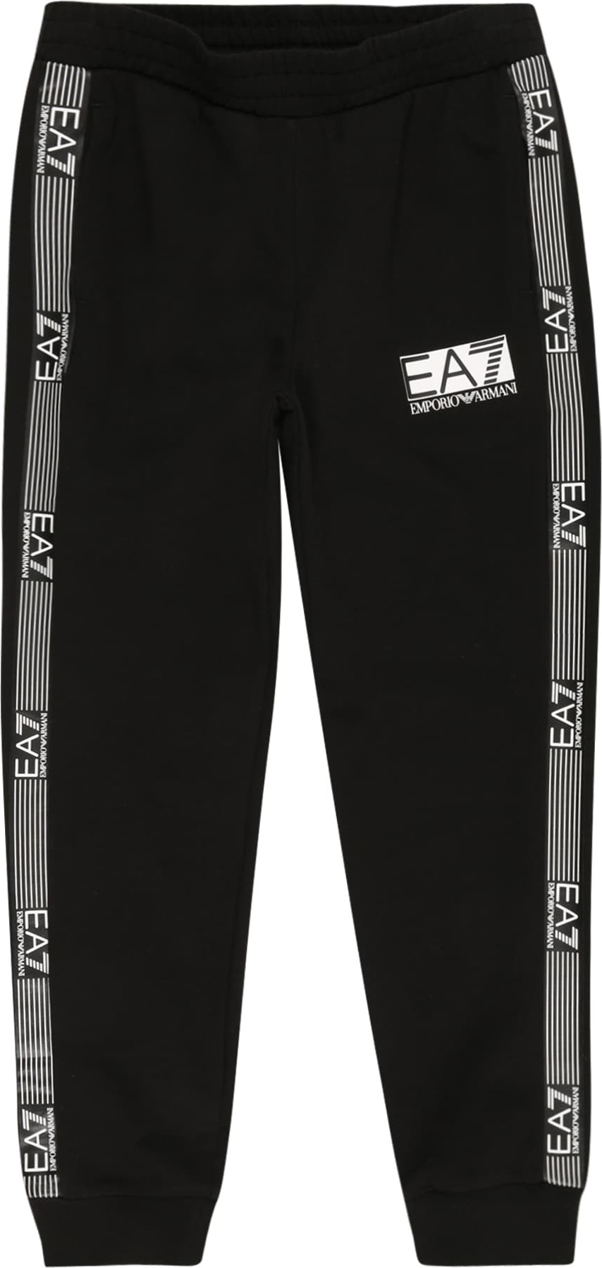 EA7 Emporio Armani Kalhoty 'PANTALONI' černá / bílá