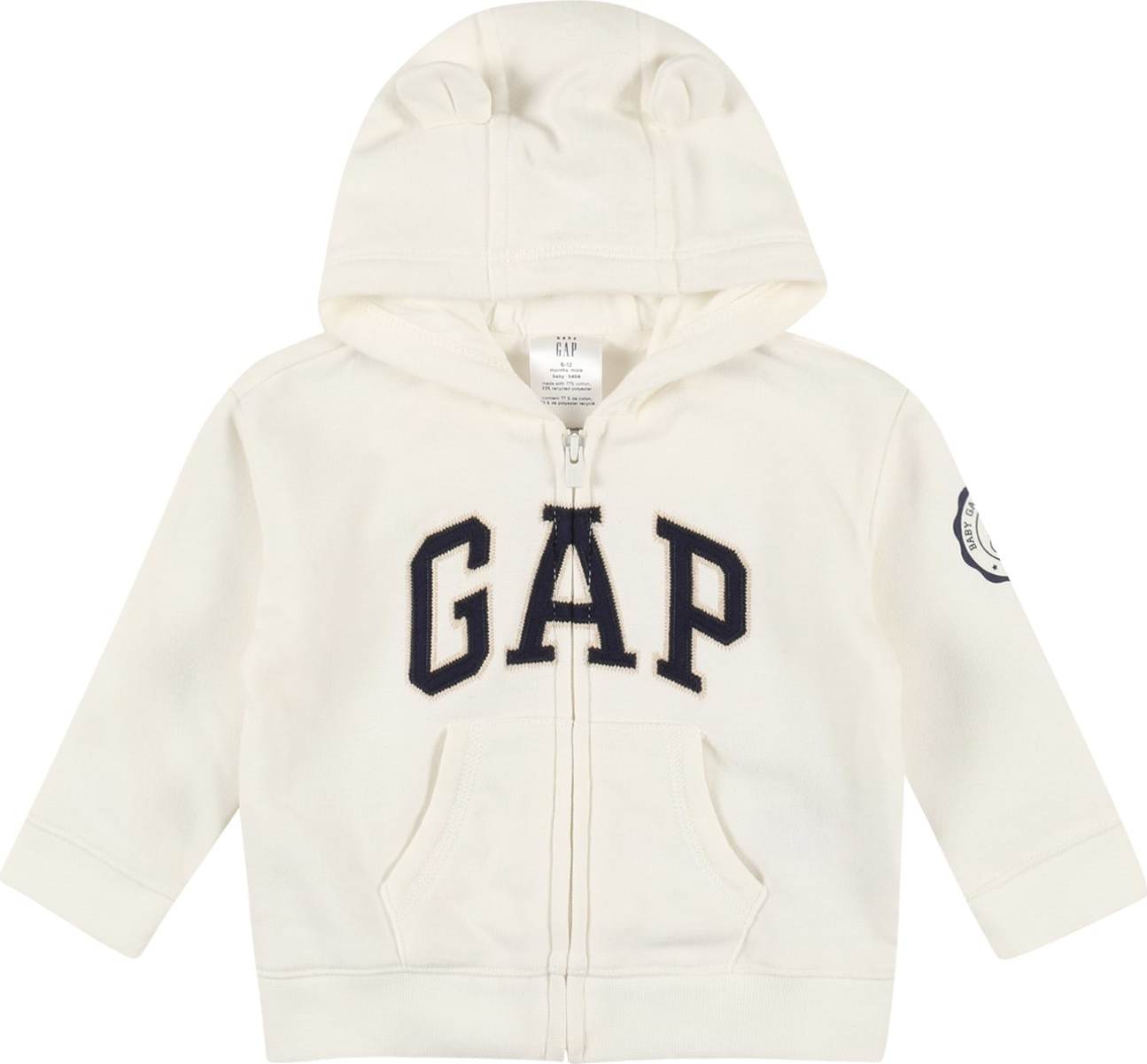 GAP Mikina s kapucí offwhite / černá