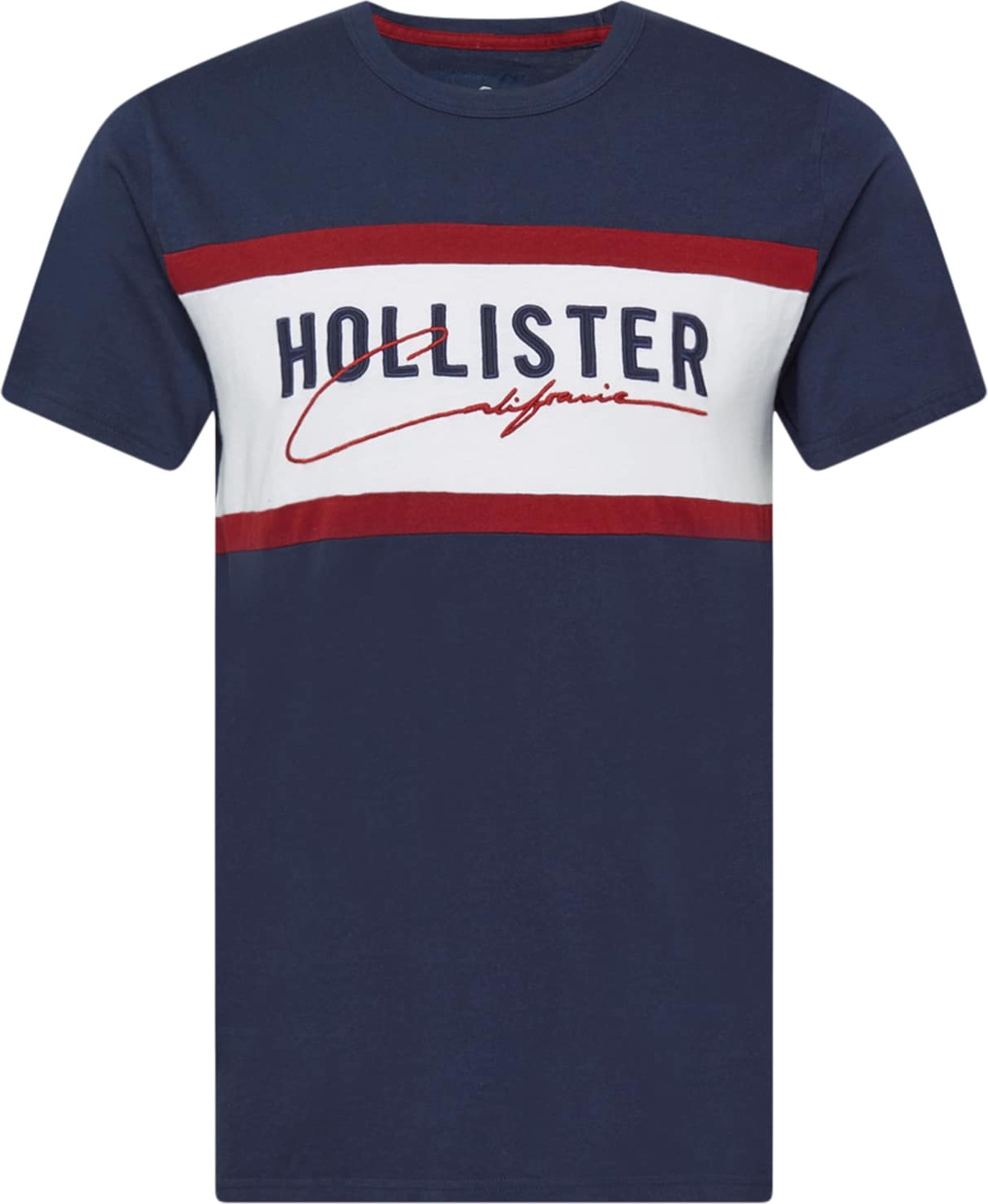 HOLLISTER Tričko tmavě modrá / bílá / červená