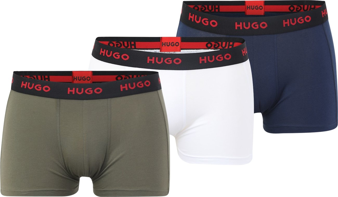 HUGO Boxerky bílá / olivová / marine modrá / krvavě červená / černá