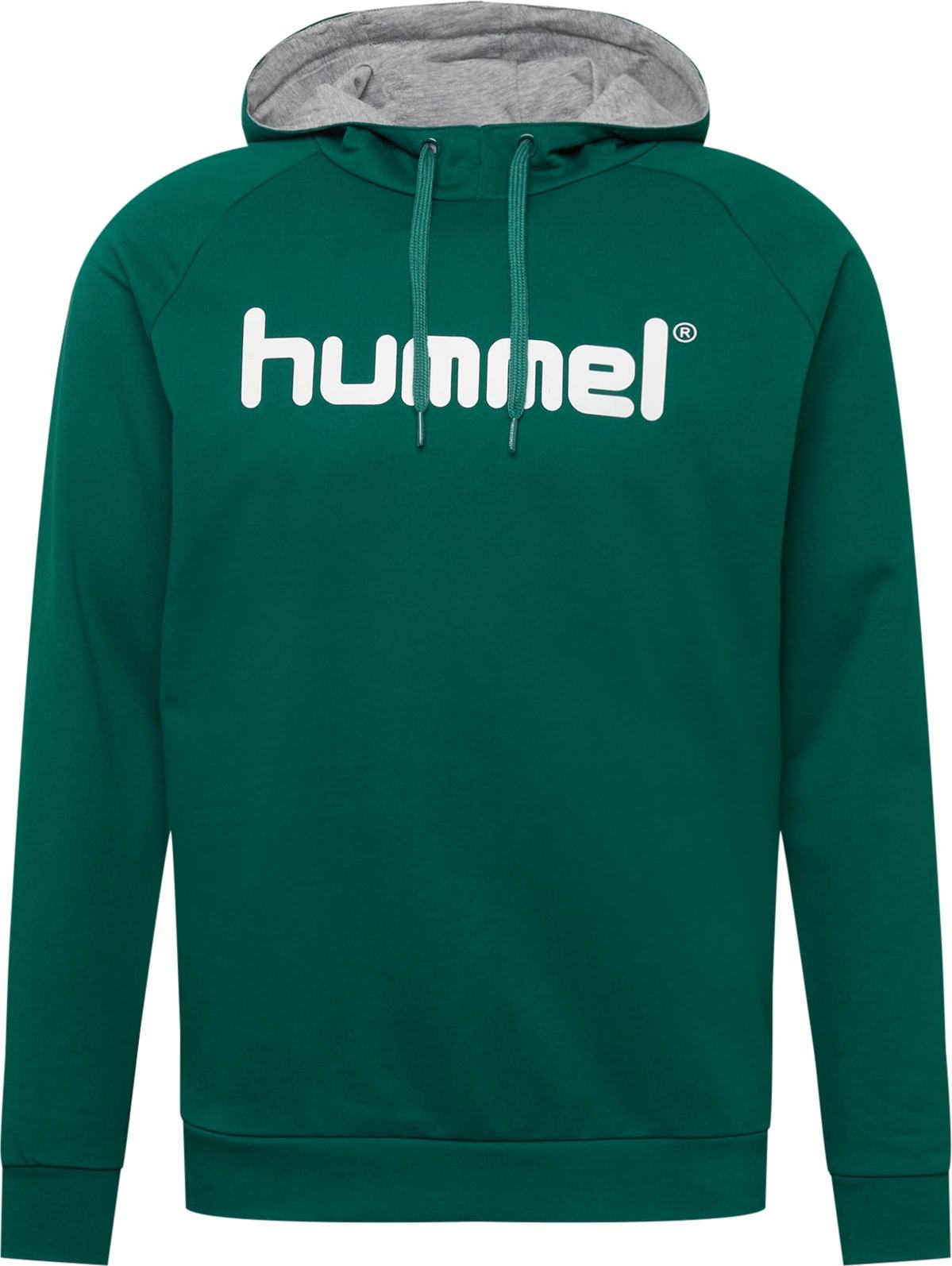 Hummel Sportovní mikina bílá / tmavě zelená