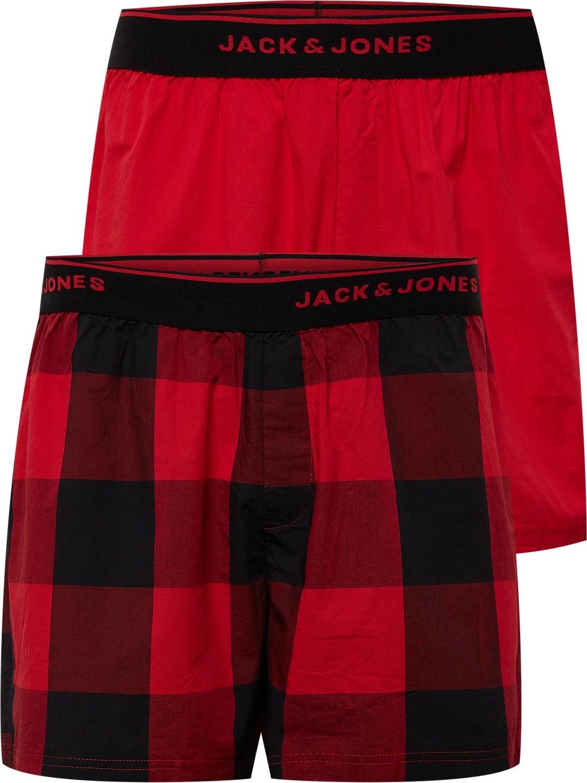 JACK & JONES Boxerky červená / černá / burgundská červeň