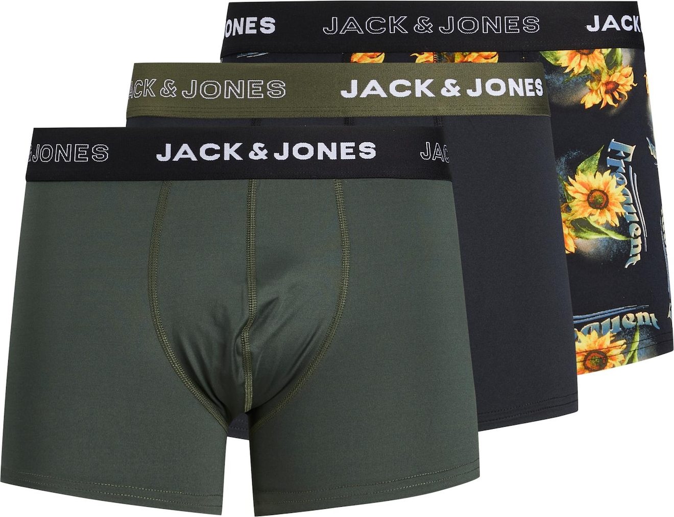 JACK & JONES Boxerky 'Freshly' černá / jedle / marine modrá / žlutá / bílá