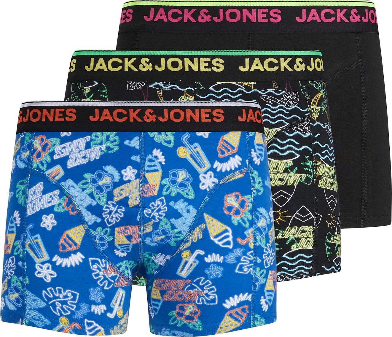 JACK & JONES Boxerky modrá / černá / mix barev