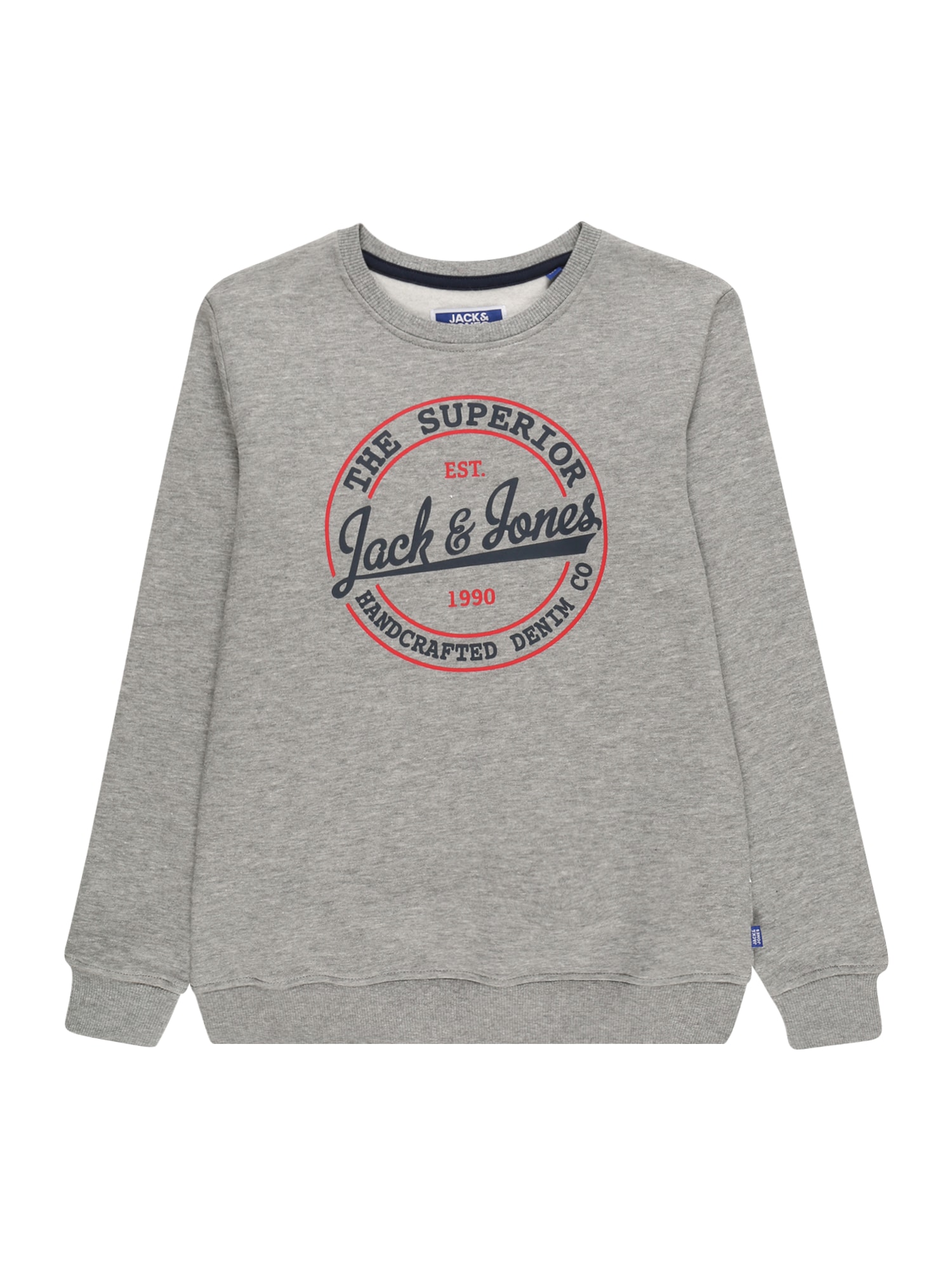 Jack & Jones Junior Mikina 'Brat' šedý melír / červená / černá