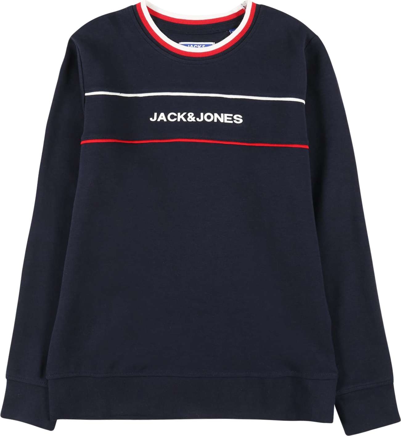 Jack & Jones Junior Mikina 'Cole' noční modrá / bílá / červená