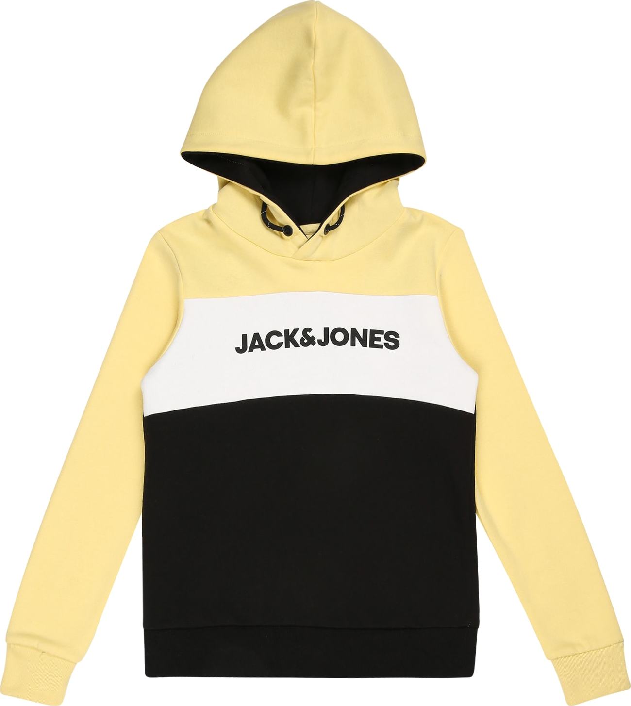 Jack & Jones Junior Mikina pastelově žlutá / černá / bílá