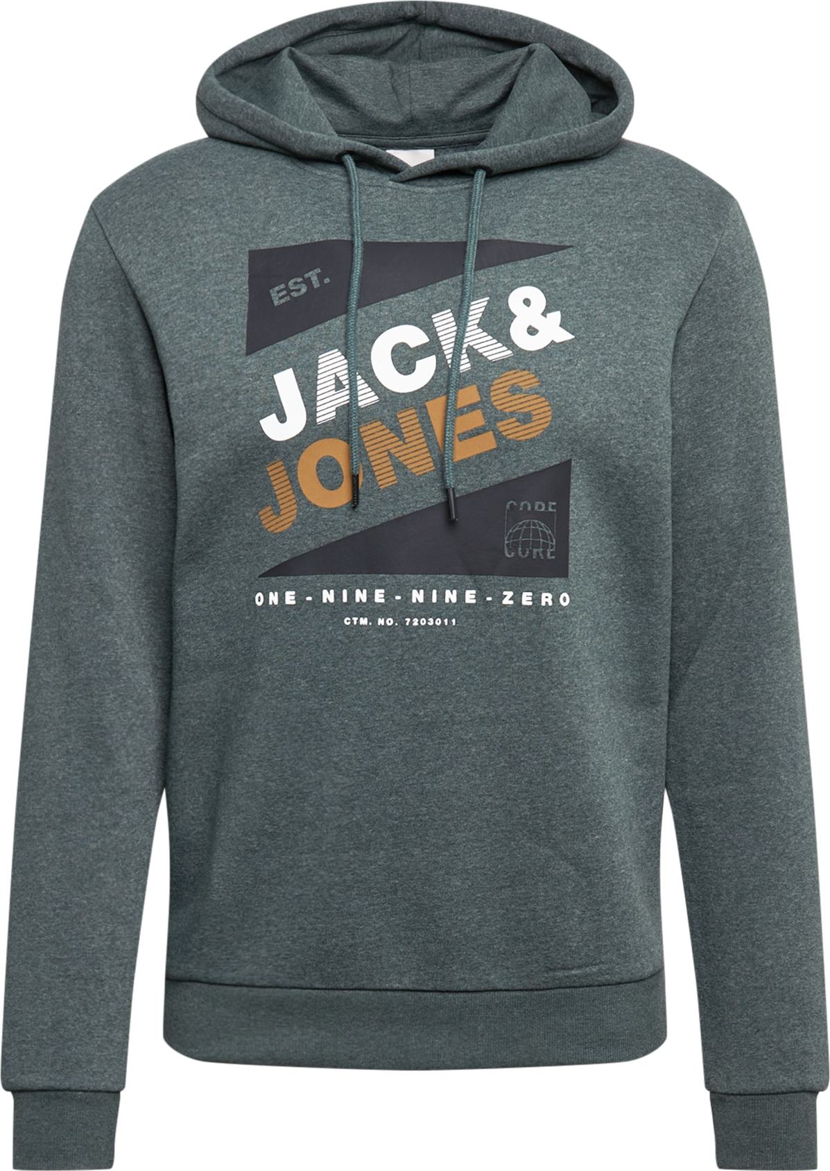 JACK & JONES Mikina tmavě zelená / mix barev