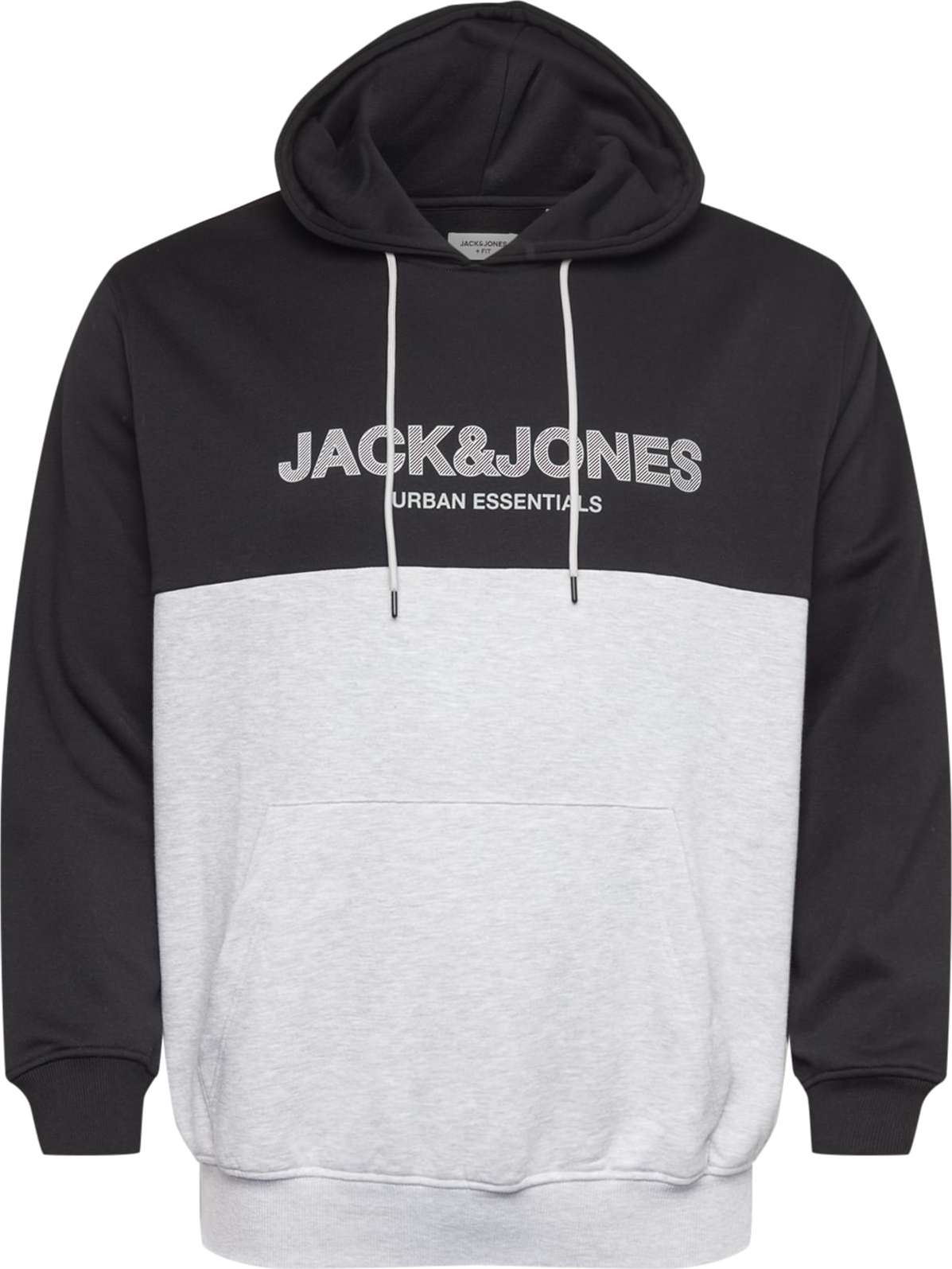 Jack & Jones Plus Mikina 'Urban' černá / světle šedá / šedá