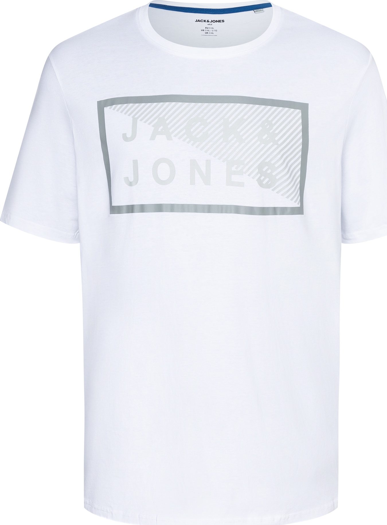 Jack & Jones Plus Tričko 'Shawn' bílá / šedá