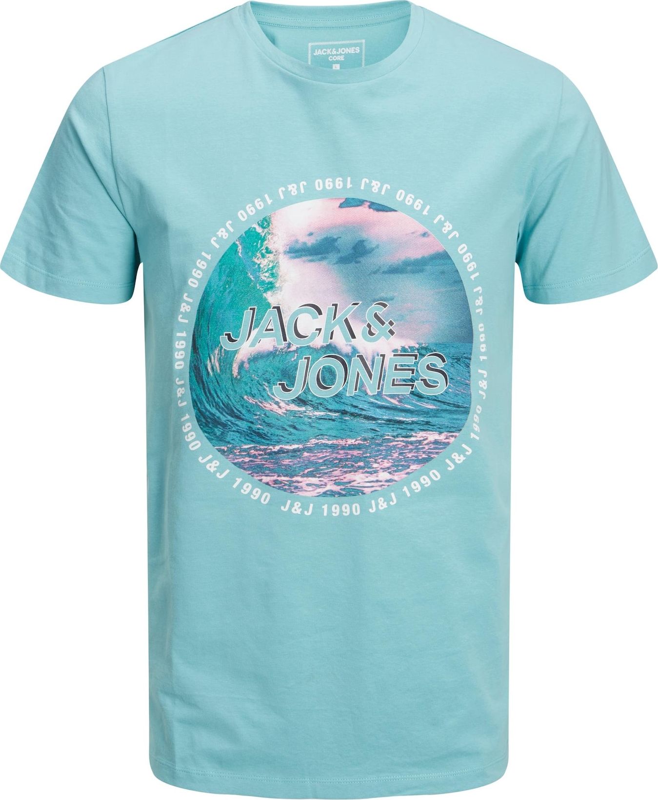 JACK & JONES Tričko 'BOOSTER' marine modrá / světlemodrá / bílá / růžová