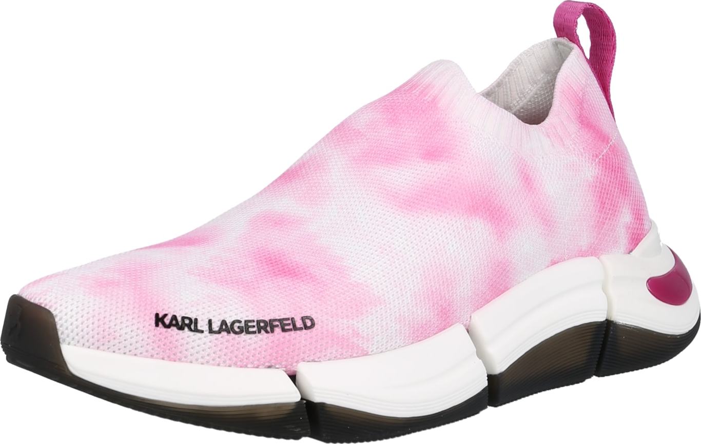 Karl Lagerfeld Slip on boty 'QUADRA' růžová / bílá / černá