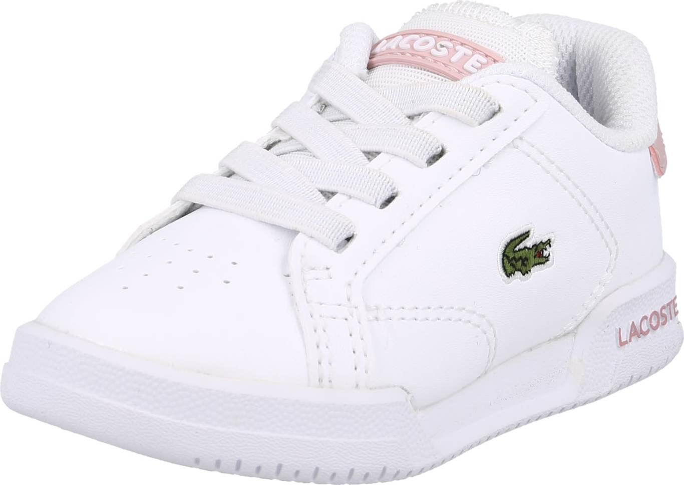 LACOSTE Tenisky bílá / starorůžová / světle zelená / tmavě zelená / ohnivá červená