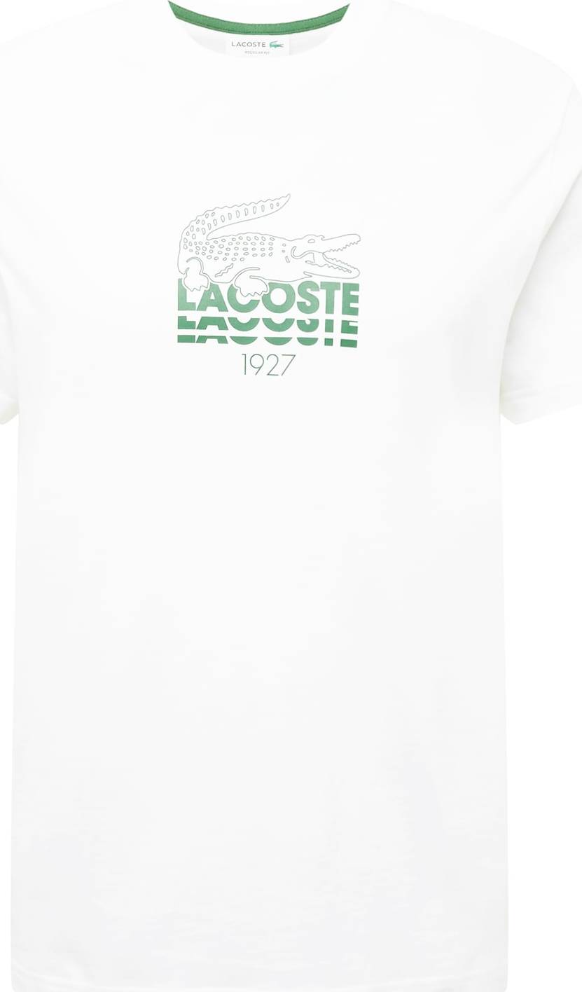 LACOSTE Tričko bílá / tmavě zelená / jablko / červená