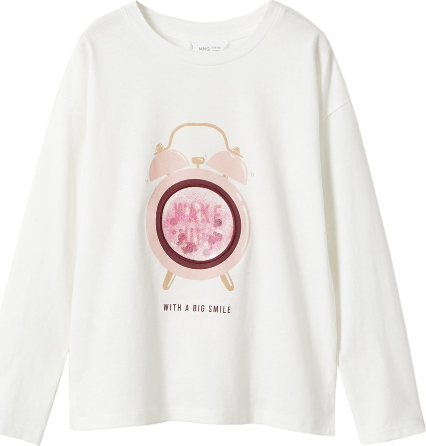 MANGO KIDS Tričko 'PLASTI' offwhite / růžová / pink / bordó