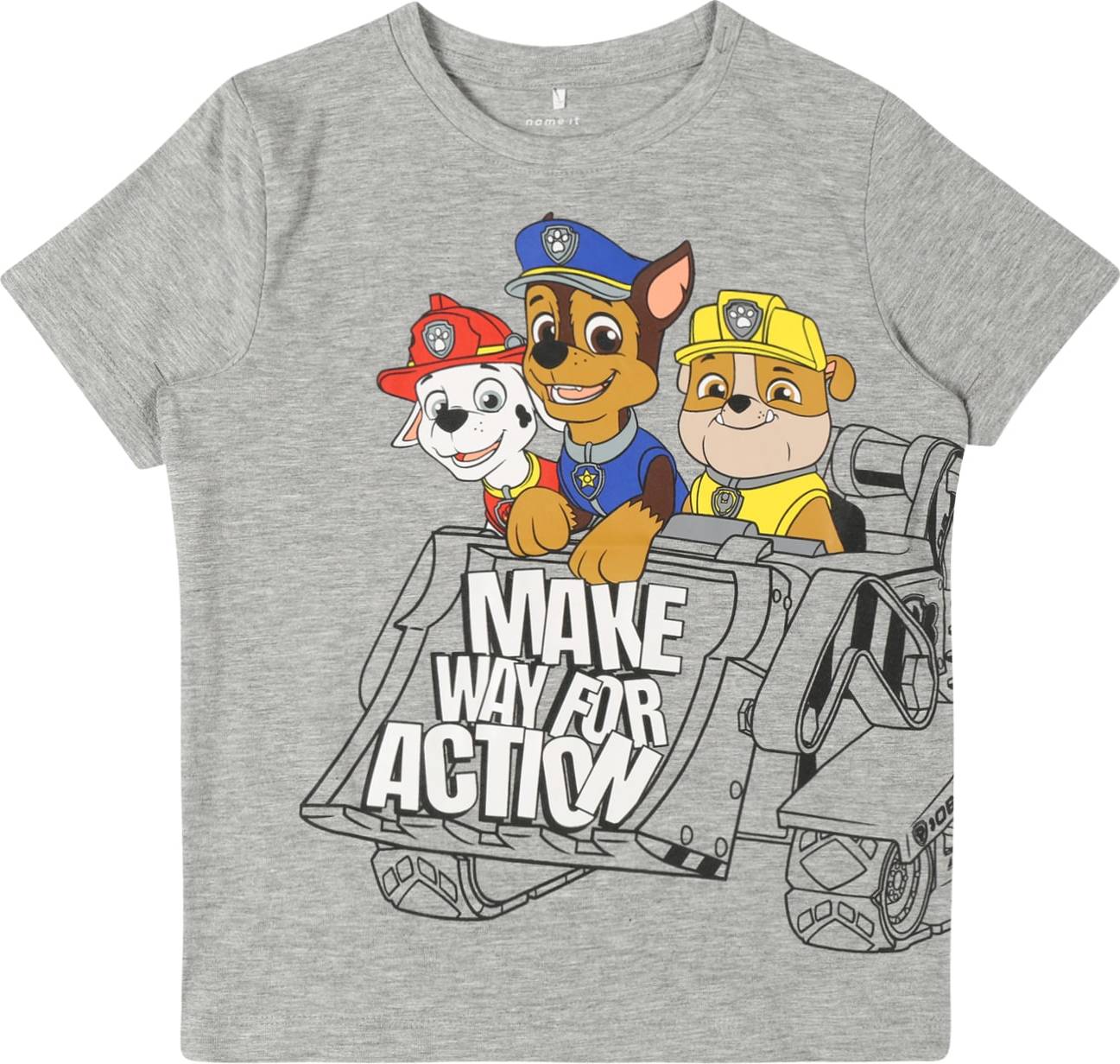 NAME IT Tričko 'Paw Patrol' šedý melír / mix barev