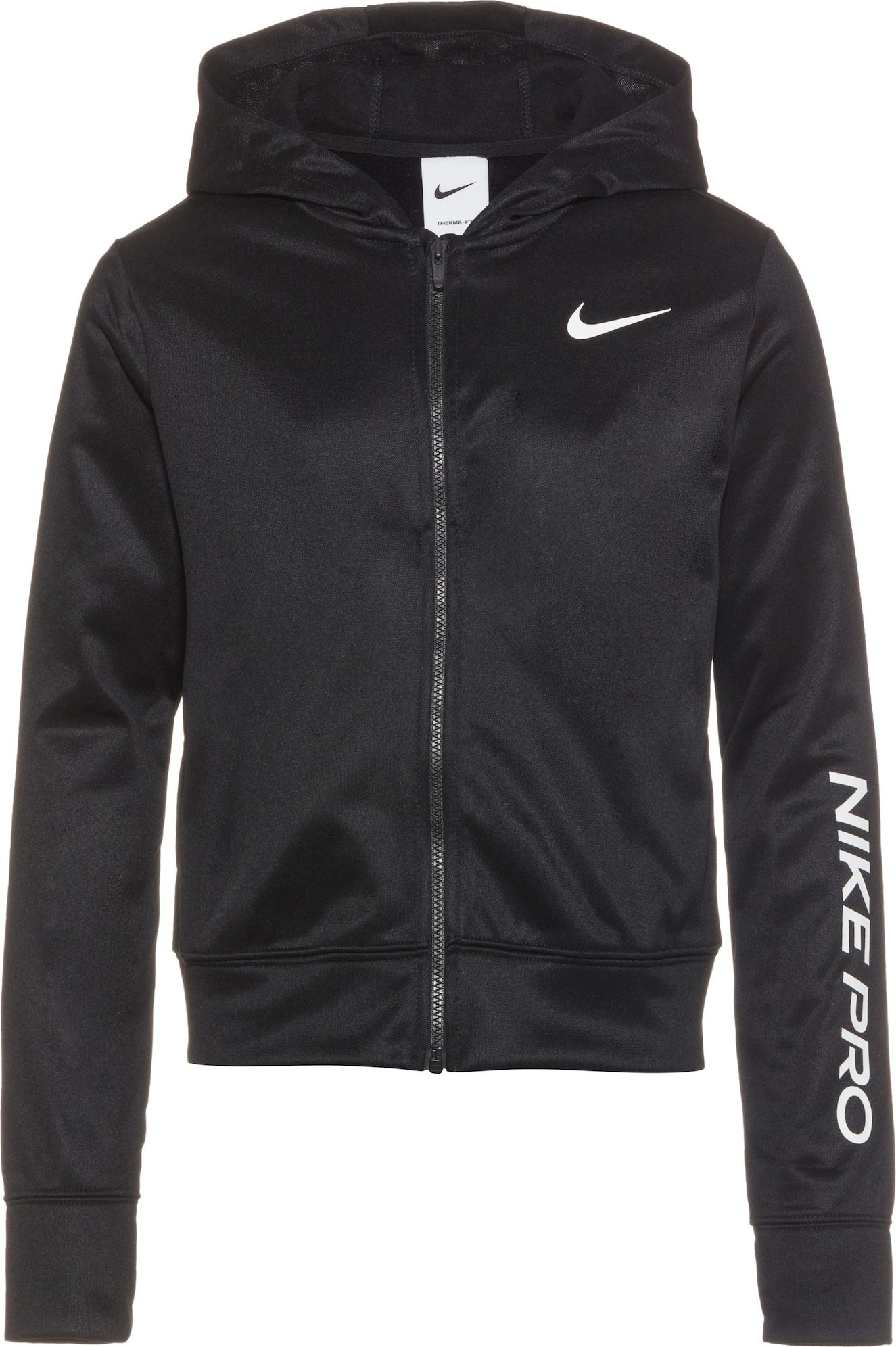 NIKE Sportovní mikina s kapucí černá / bílá