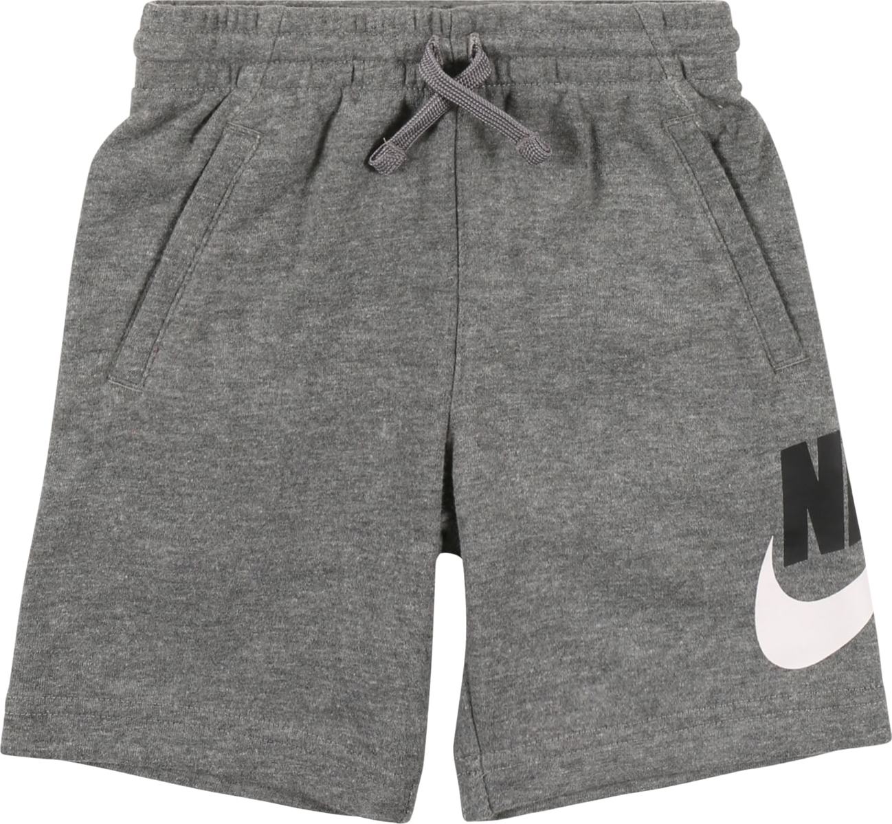 Nike Sportswear Kalhoty černá / šedá / bílá