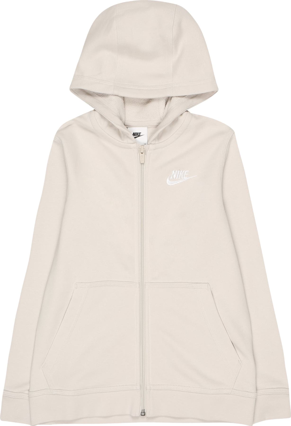 Nike Sportswear Mikina kámen / bílá