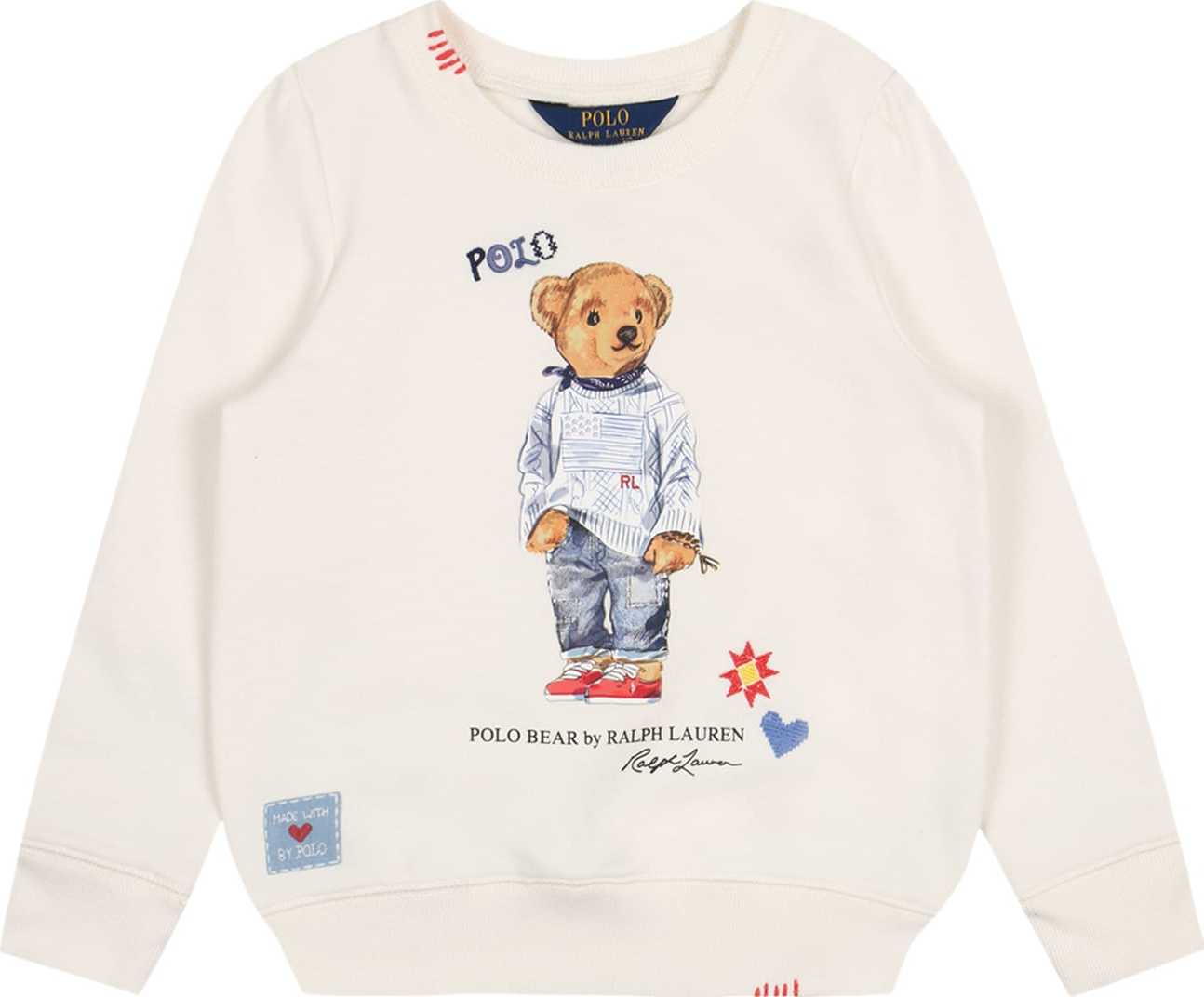 Polo Ralph Lauren Mikina offwhite / světle hnědá / královská modrá / melounová / černá