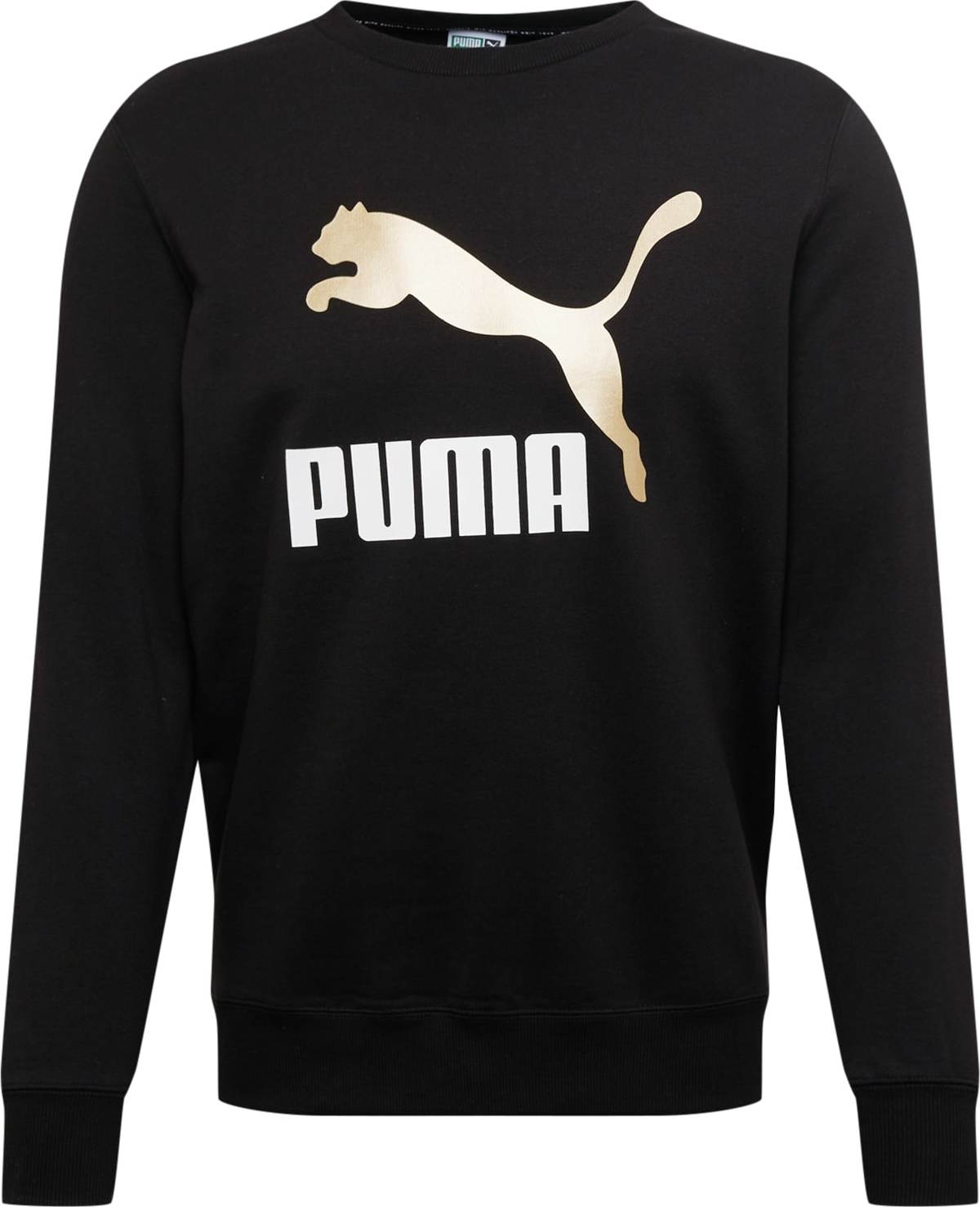 PUMA Mikina černá / zlatá / bílá