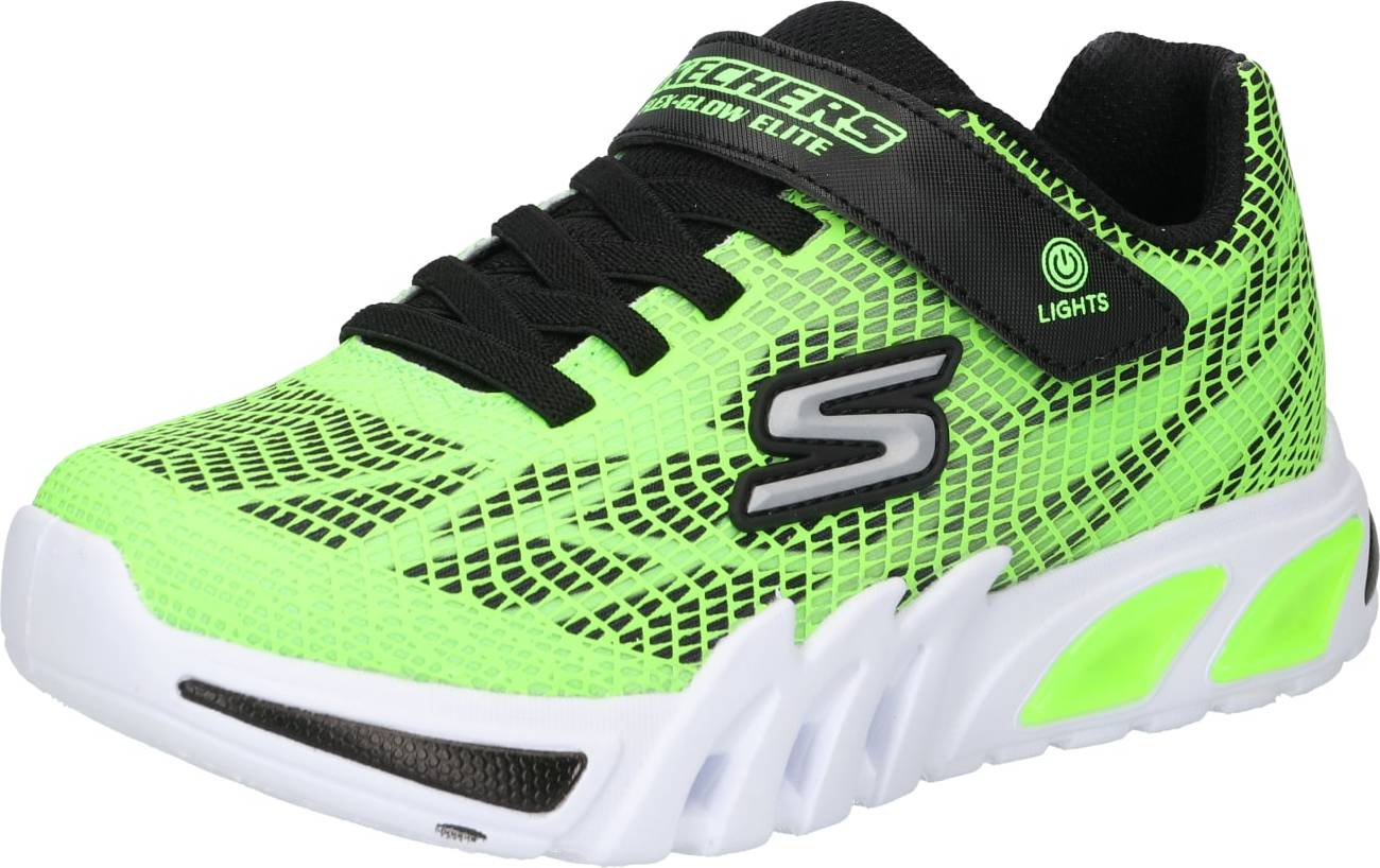 SKECHERS Tenisky limetková / černá / stříbrně šedá