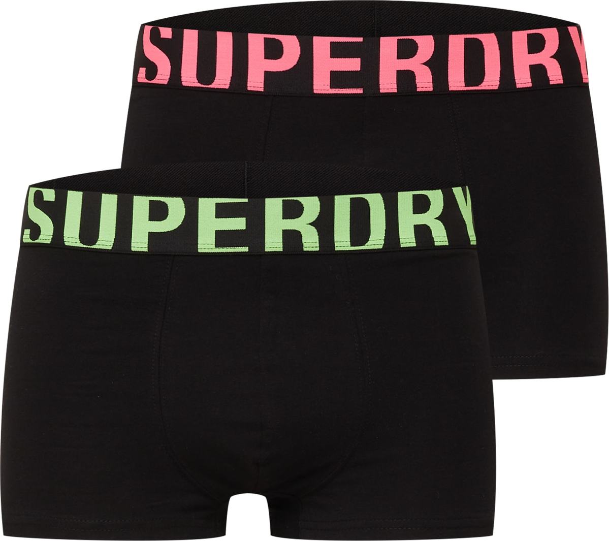 Superdry Boxerky černá / svítivě růžová / svítivě zelená