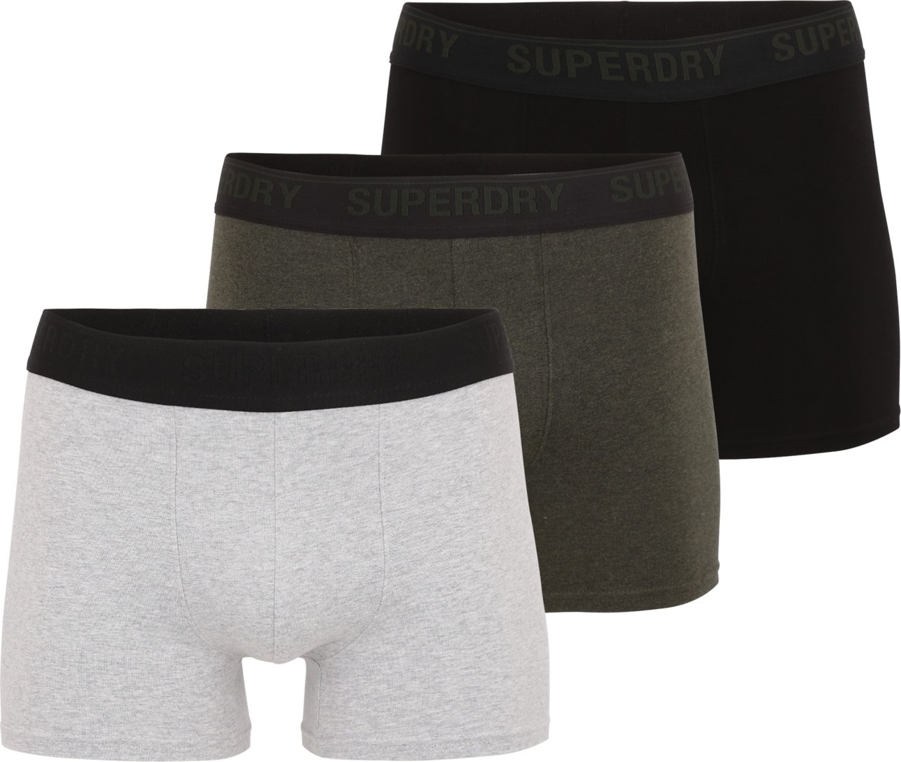 Superdry Boxerky olivová / černá / šedý melír