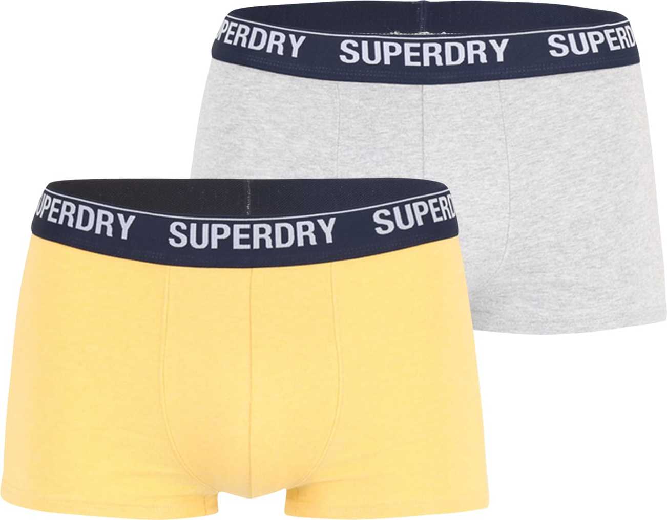 Superdry Boxerky žlutá / světle šedá / bílá / námořnická modř