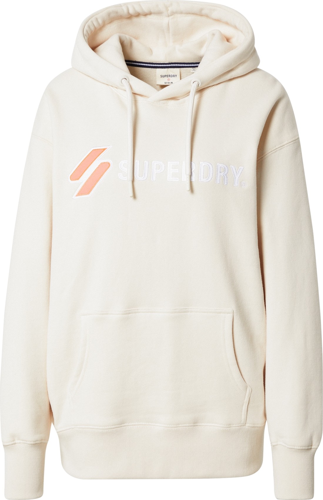 Superdry Mikina offwhite / bílá / světle růžová